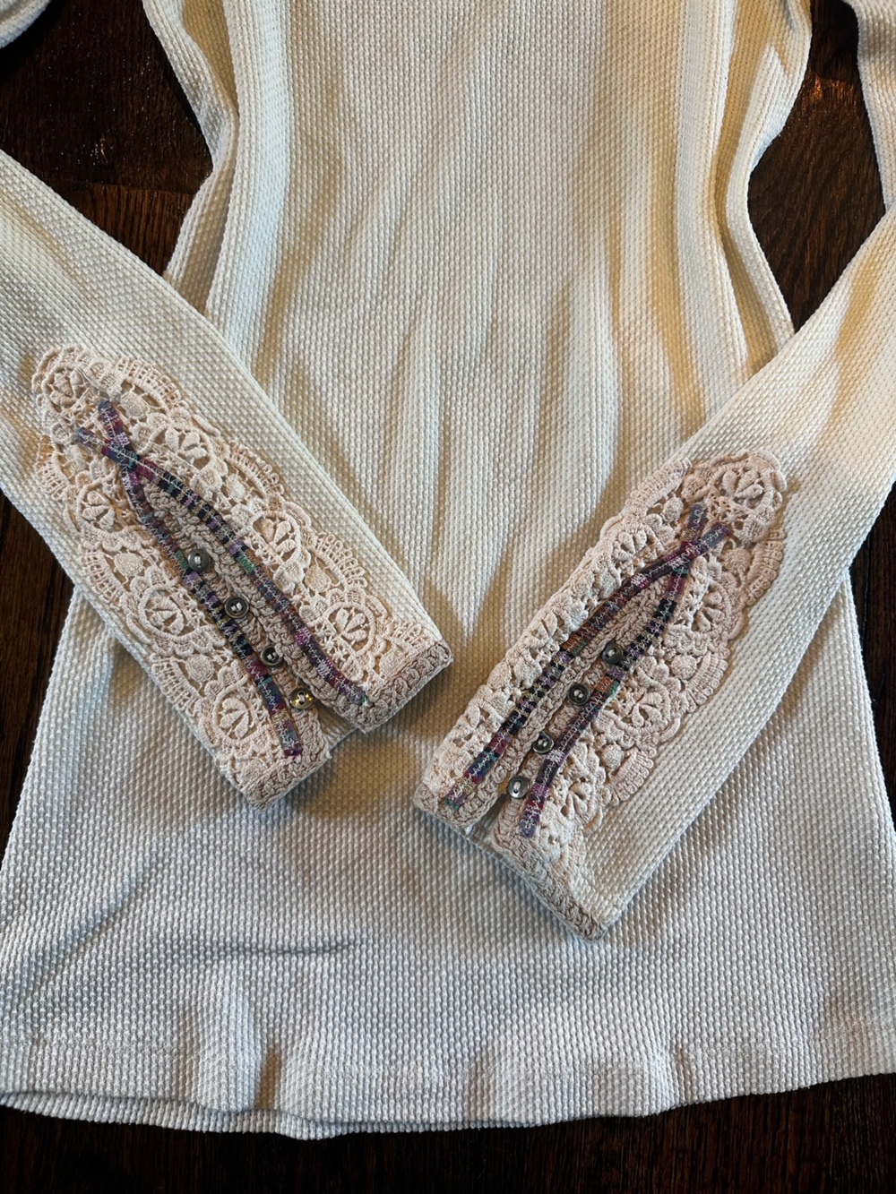 Free People Thermal with lace detail sleeves
